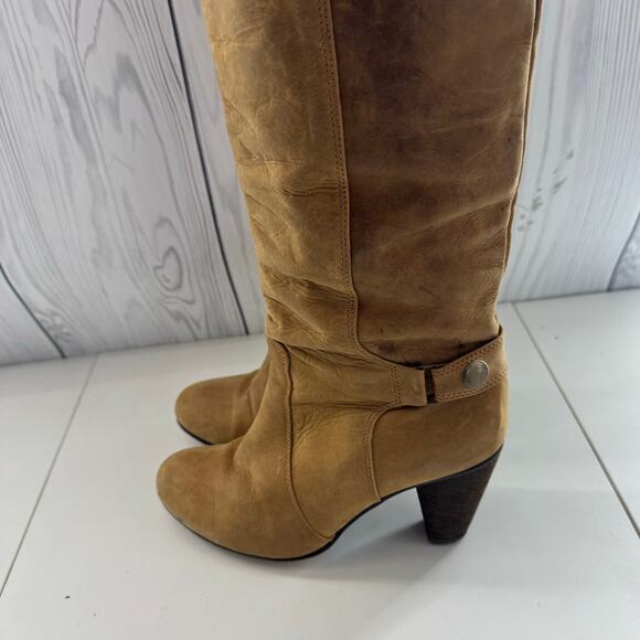 Vintage Jam Piers Over Knee Brown Heeled Leather Suede Boot Columbia 37 (6.5) - Picture 3 of 8